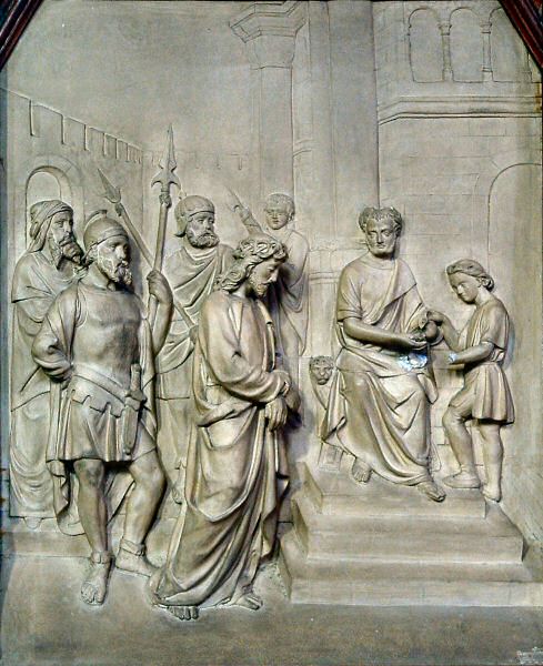 Ière station : Jésus est condamné à mort, Pilate se lave les mains