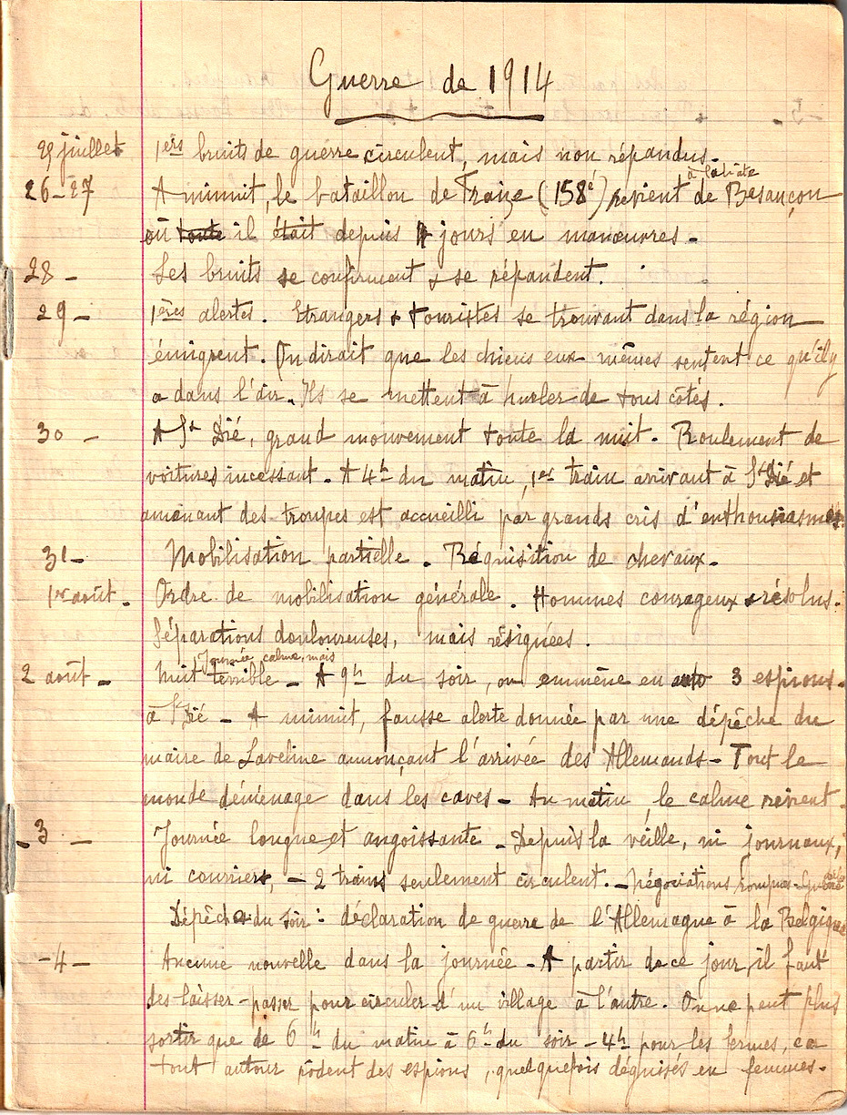Première page du premier manuscrit