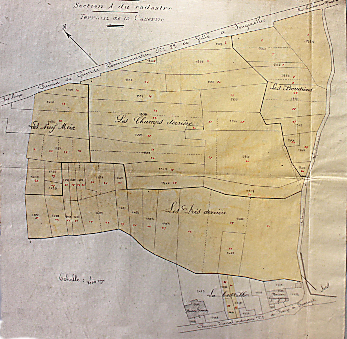 Plan parcellaire, dressé le 8 décembre 1913 par le Chef du Génie d'Épinal.